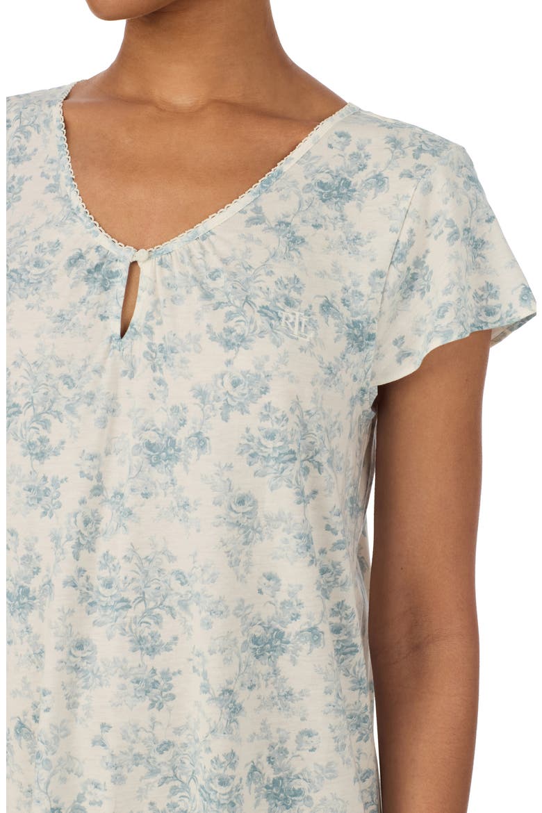 Floral Cap Sleeve Nightgown, Alternate, color, BLUE/ FLORAL