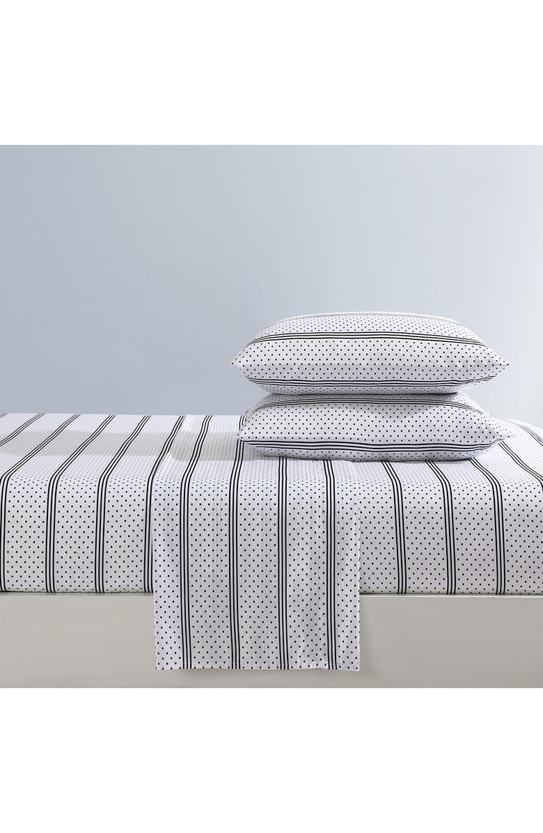 Betsey Johnson Dots & Stripes Sheet Set, Alternate, color, Charcoal