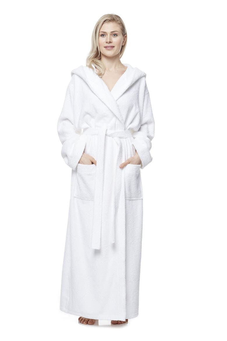 Pacifica Women's Cotton Full Length Hooded Bathrobe, Alternate, color, White