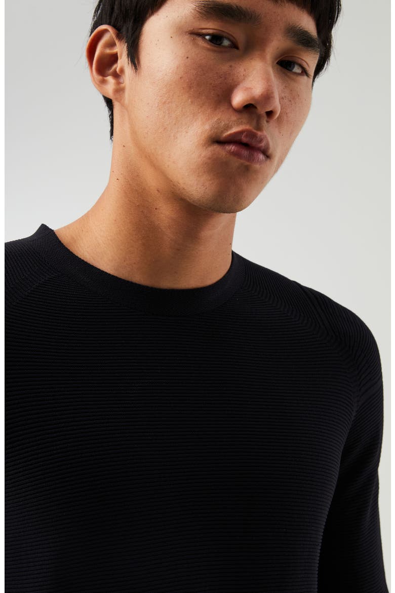 Seamless 3D Performance Knit Sweater, Alternate, color, BLACK