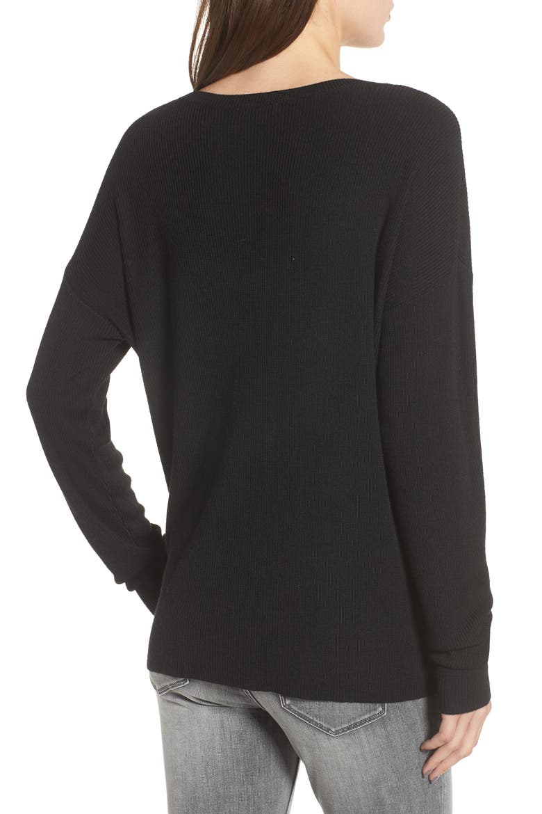 Drop Shoulder Ribbed Sweater, Alternate, color, BLACK