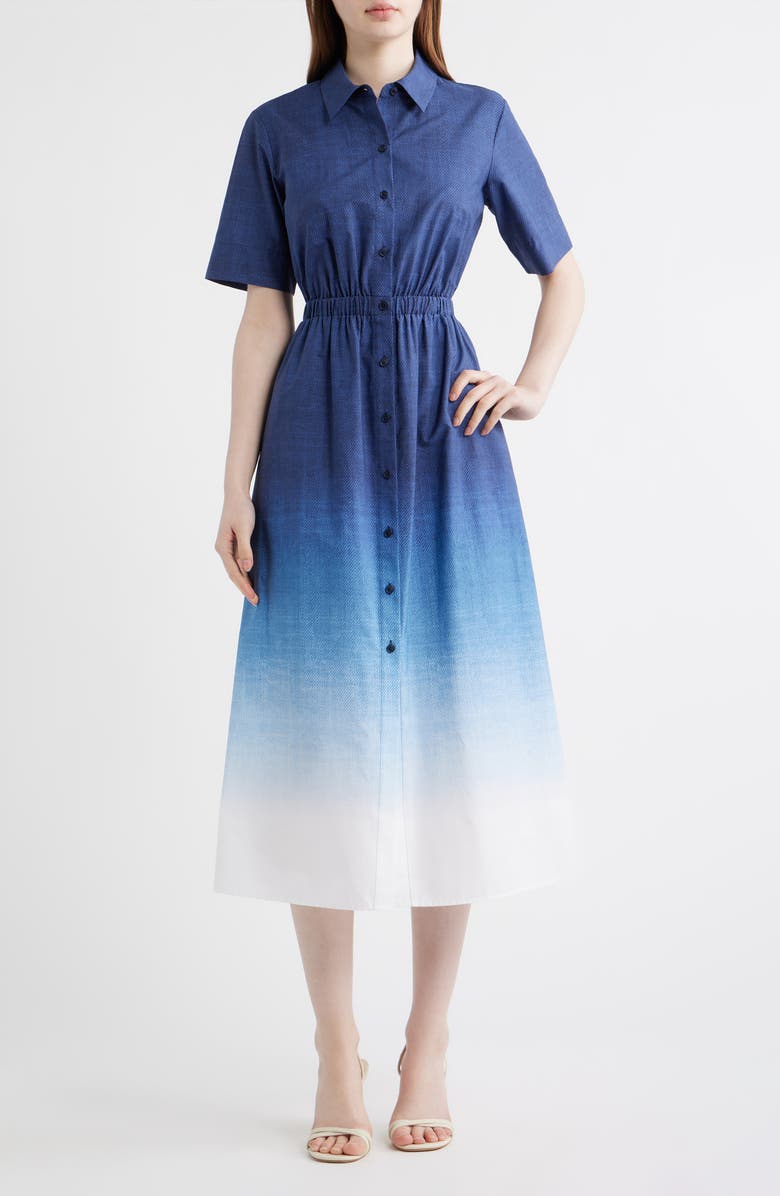 Anne Klein Short Sleeve Shirtdress, Main, color, Distant Mountain Multi