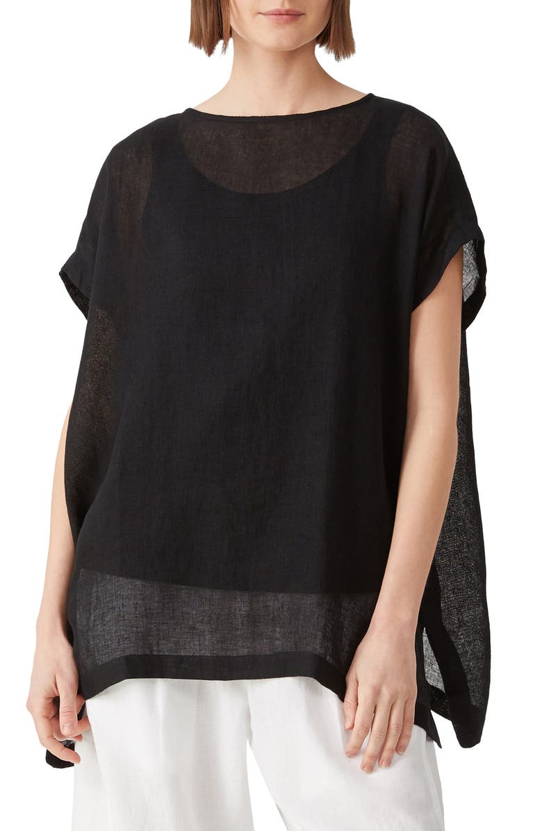 Eileen Fisher Organic Linen Gauze Caftan Top, Main, color,