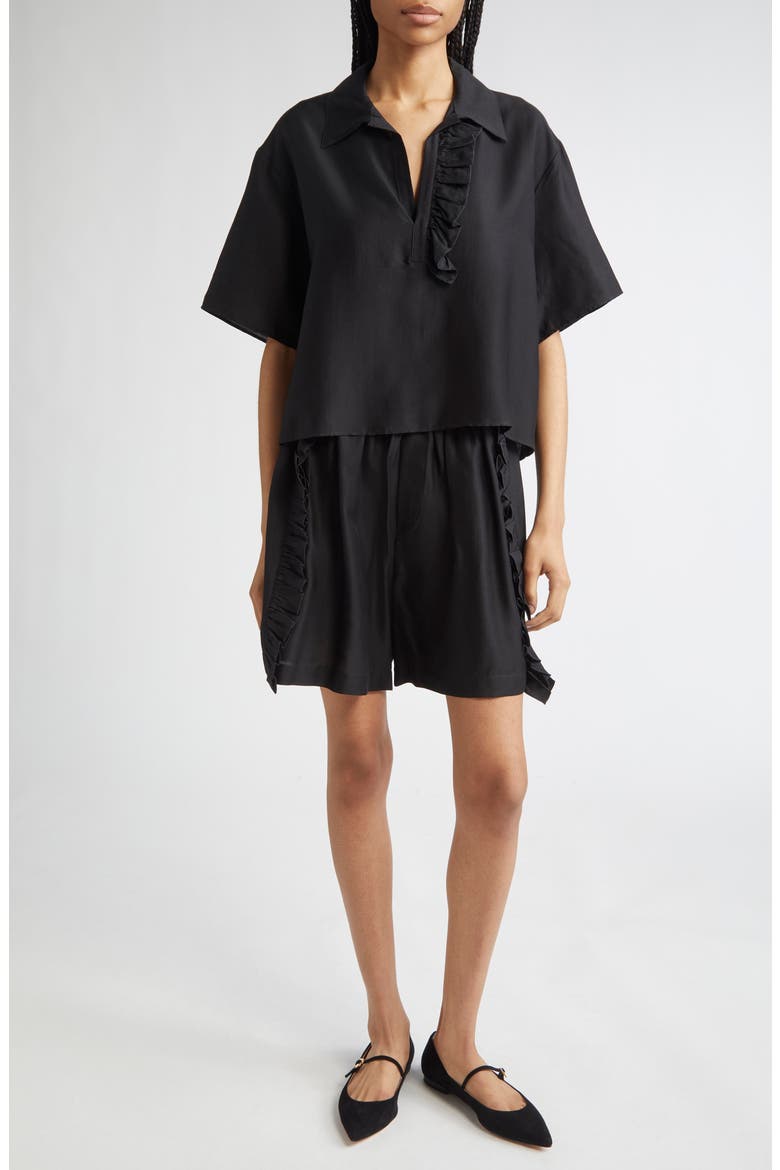 Cali Frill Shorts, Alternate, color, BLACK