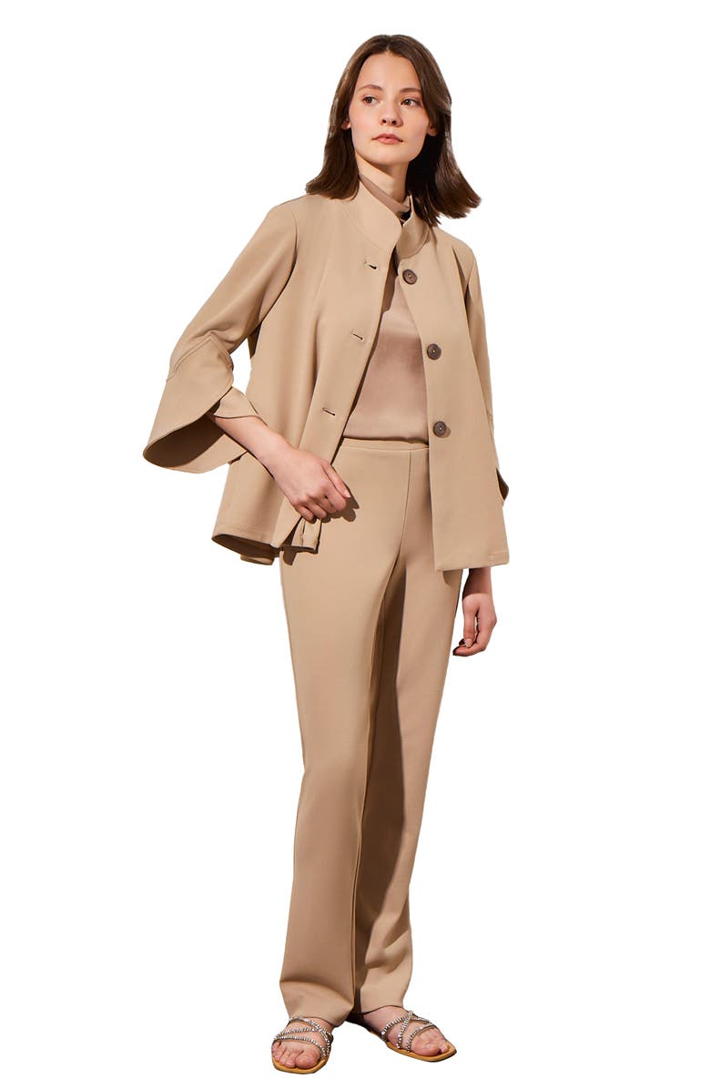 Ming Wang Deco Bell Sleeve Crepe Jacket, Alternate, color,