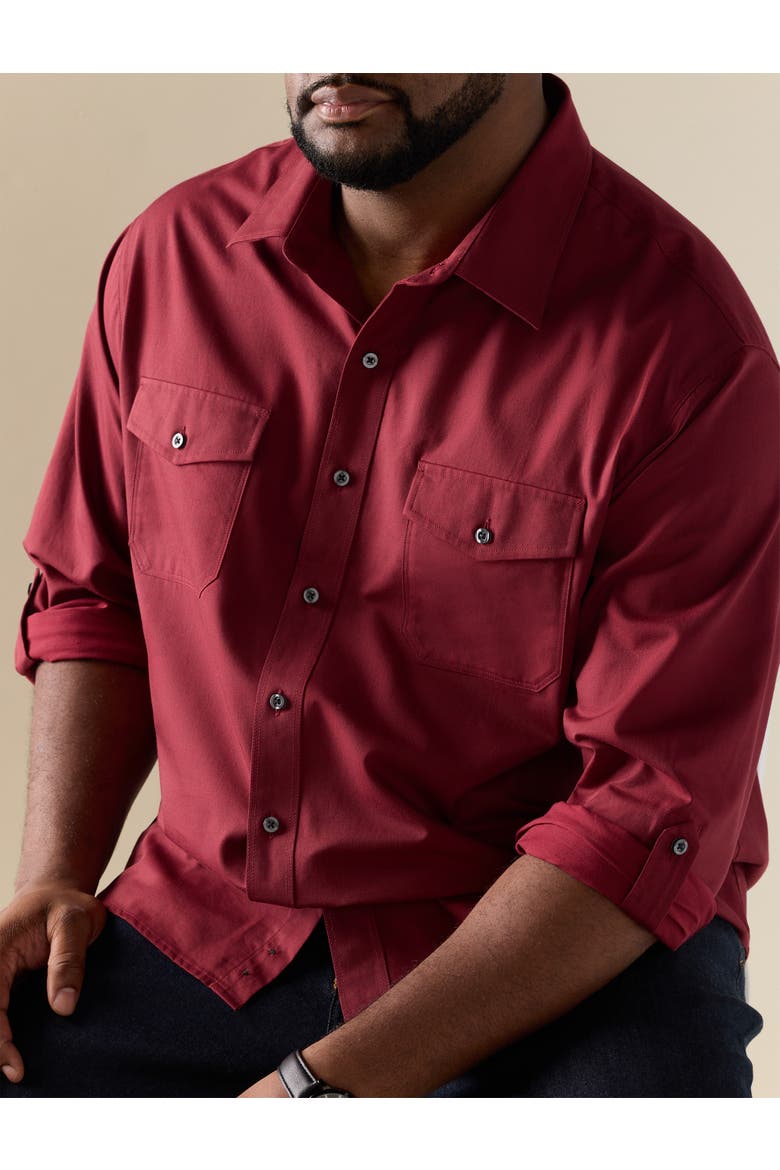Big & Tall Slub Officer Sport Shirt, Alternate, color, WINDSOR WINE