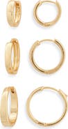 BP. 14K Gold Dipped Set of 3 Hoop Earrings