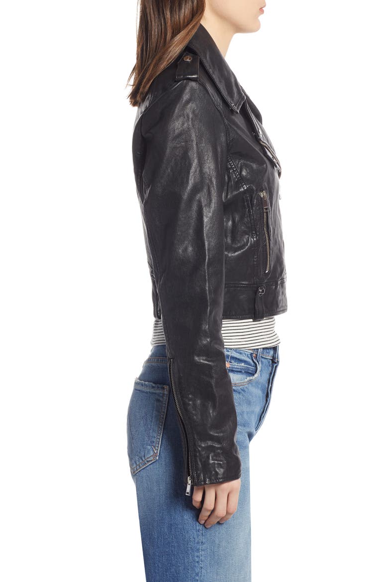 Crop Biker Jacket, Alternate, color, BLACK