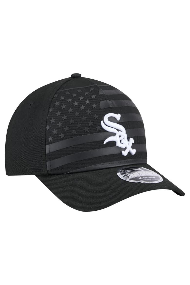 Men's New Era Black Chicago White Sox American Flag 9FORTY M-Crown A-Frame Adjustable Hat, Alternate, color, Black