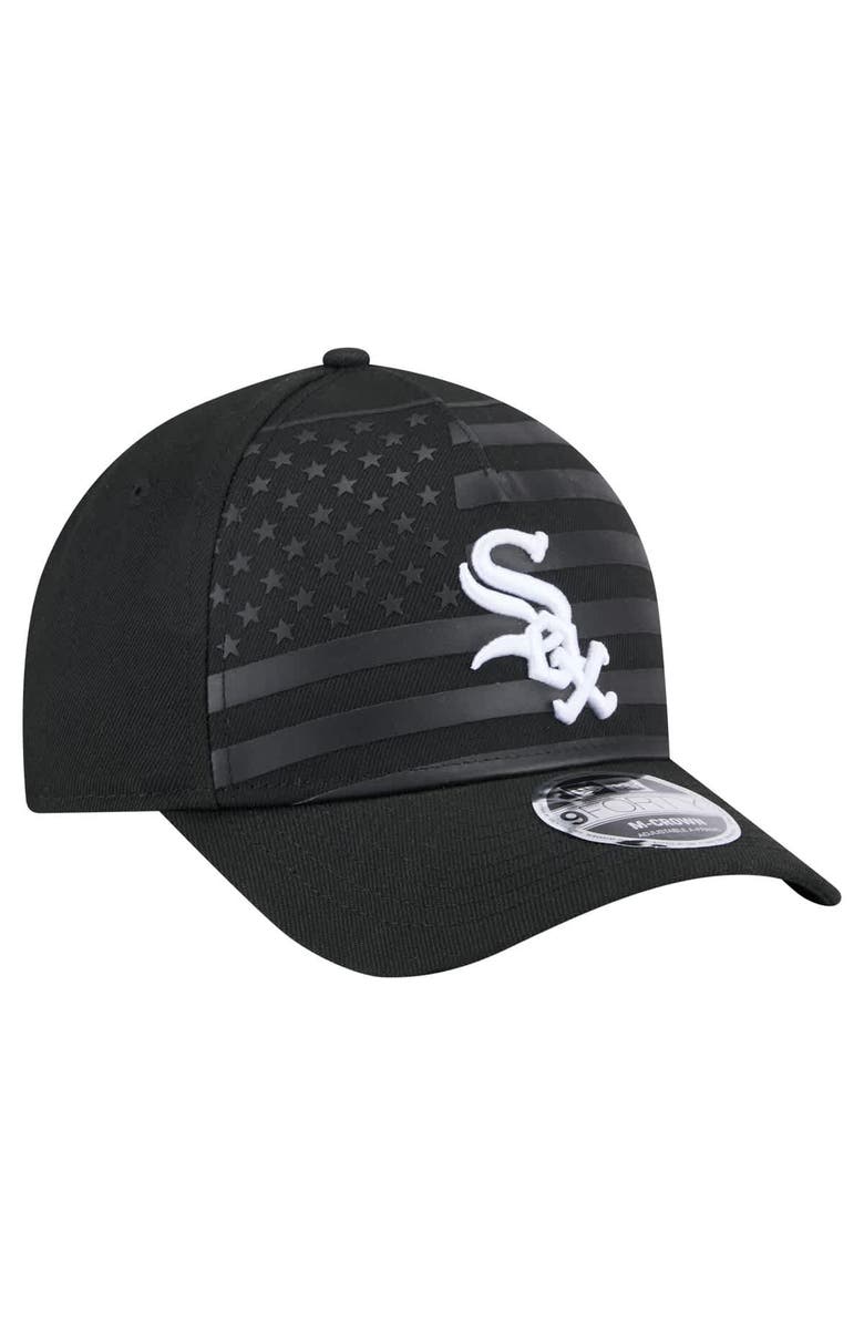 New Era Men's New Era Black Chicago White Sox American Flag 9FORTY M-Crown A-Frame Adjustable Hat, Alternate, color, Black