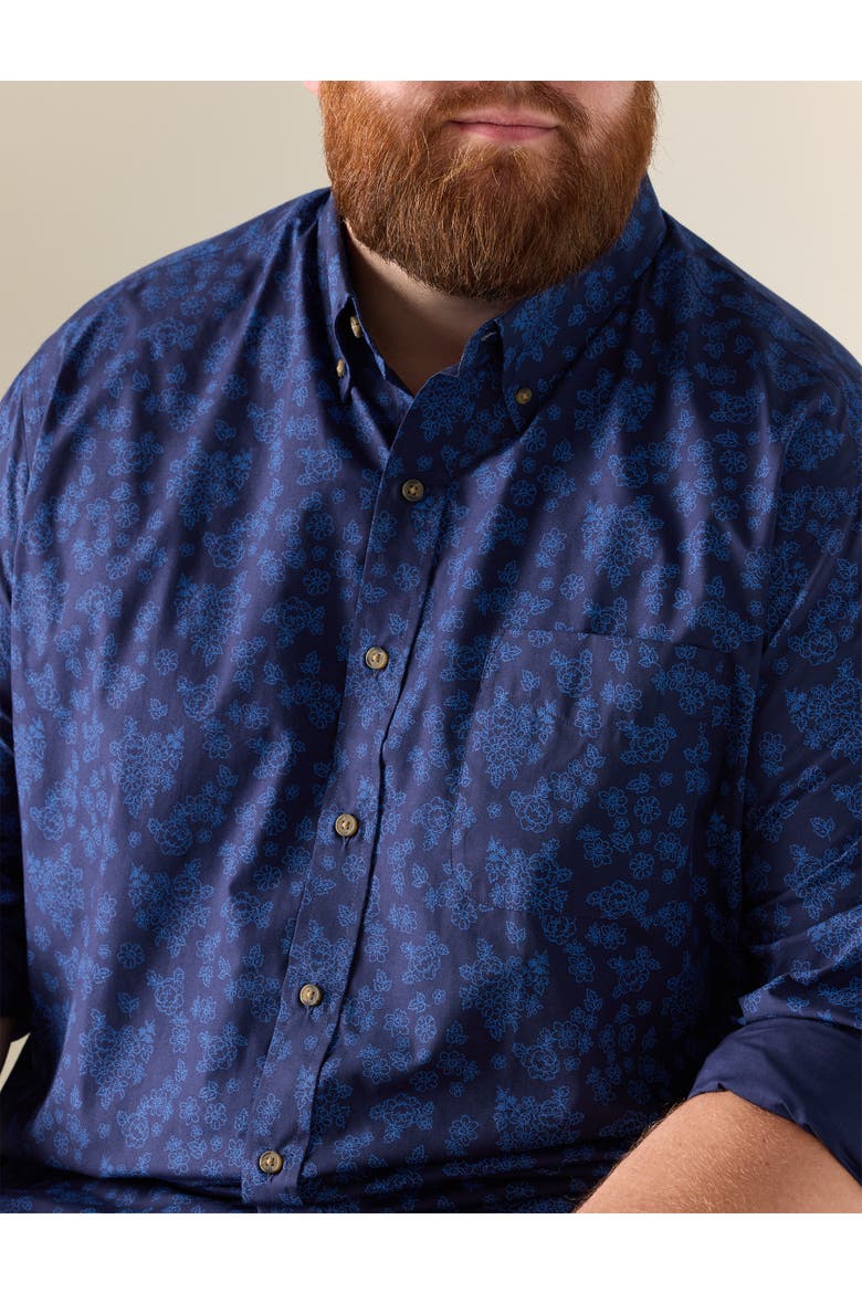 Big & Tall Easy-Care Tonal Floral Sport Shirt V2, Alternate, color, BLUE