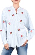 Billy T Spring Bloom Embroidered Stripe Shirt