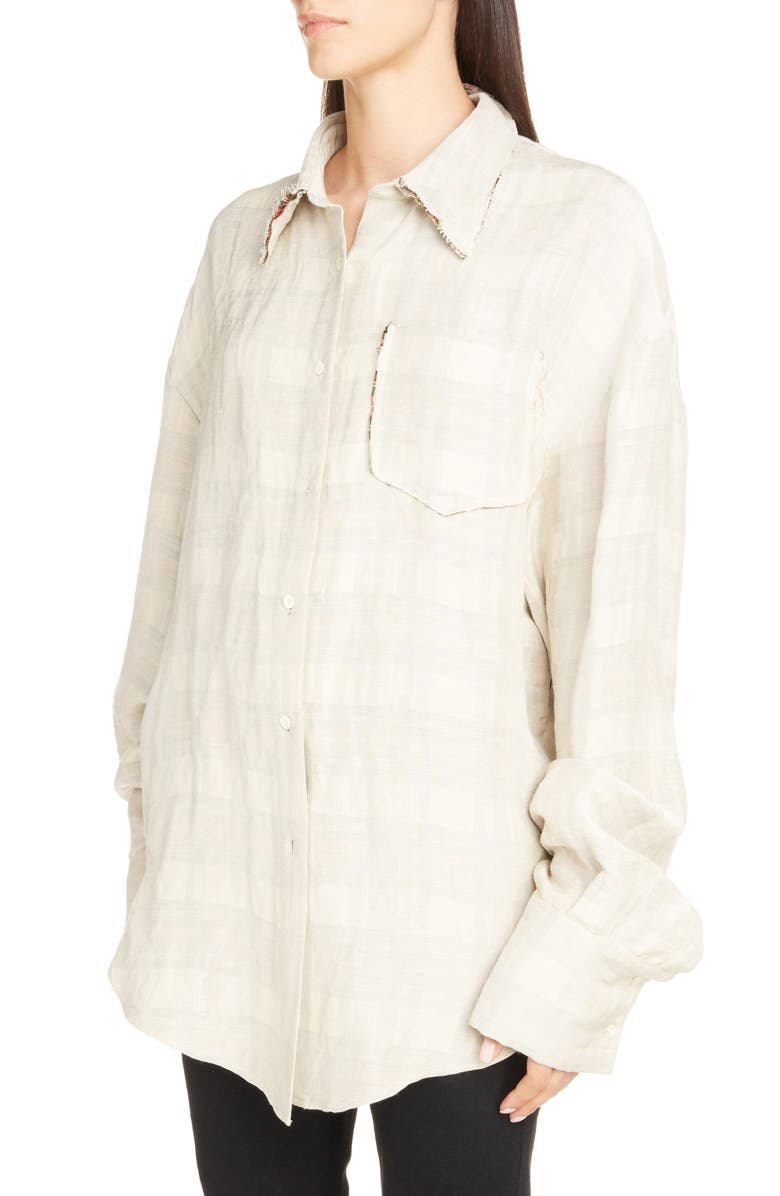 Acne Studios Sadira Check Linen Blend Shirt, Alternate, color, 