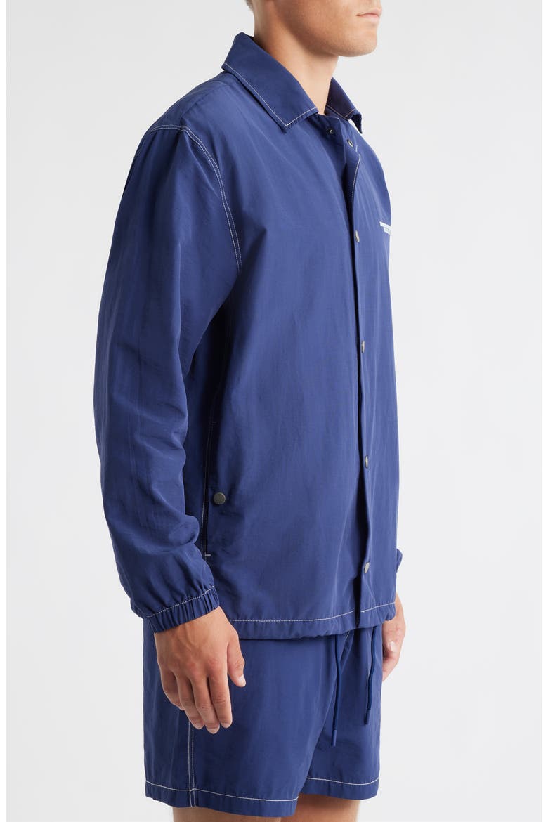 Loose Fit Cotton & Nylon Snap-Up Jacket, Alternate, color, MEDIEVAL BLUE
