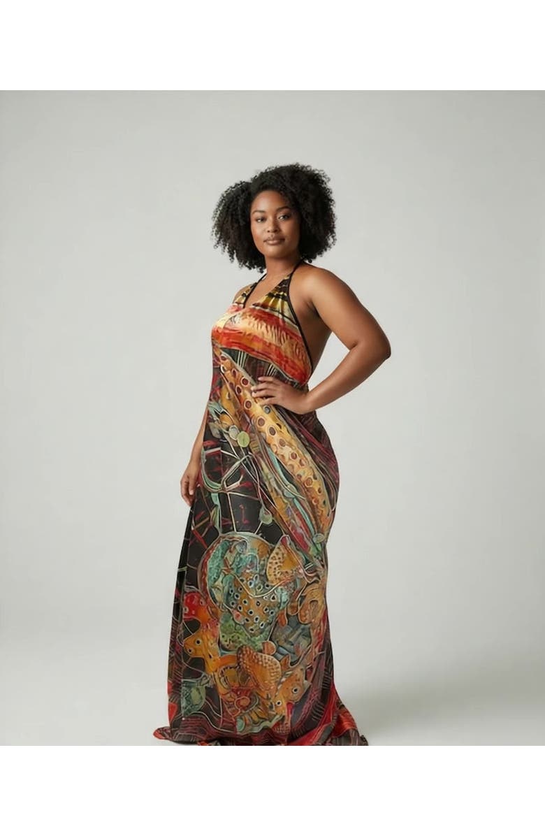 Lunaversoul Orire Afrofuturism Halter Dress, Alternate, color, Multicolor