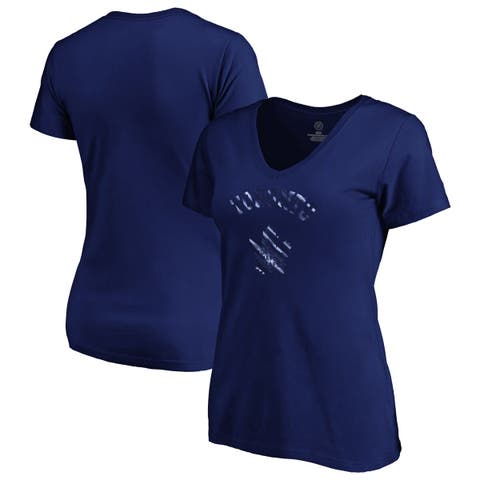 Women's Fanatics  Navy Toronto Maple Leafs Total Shine V-Neck T-Shirt