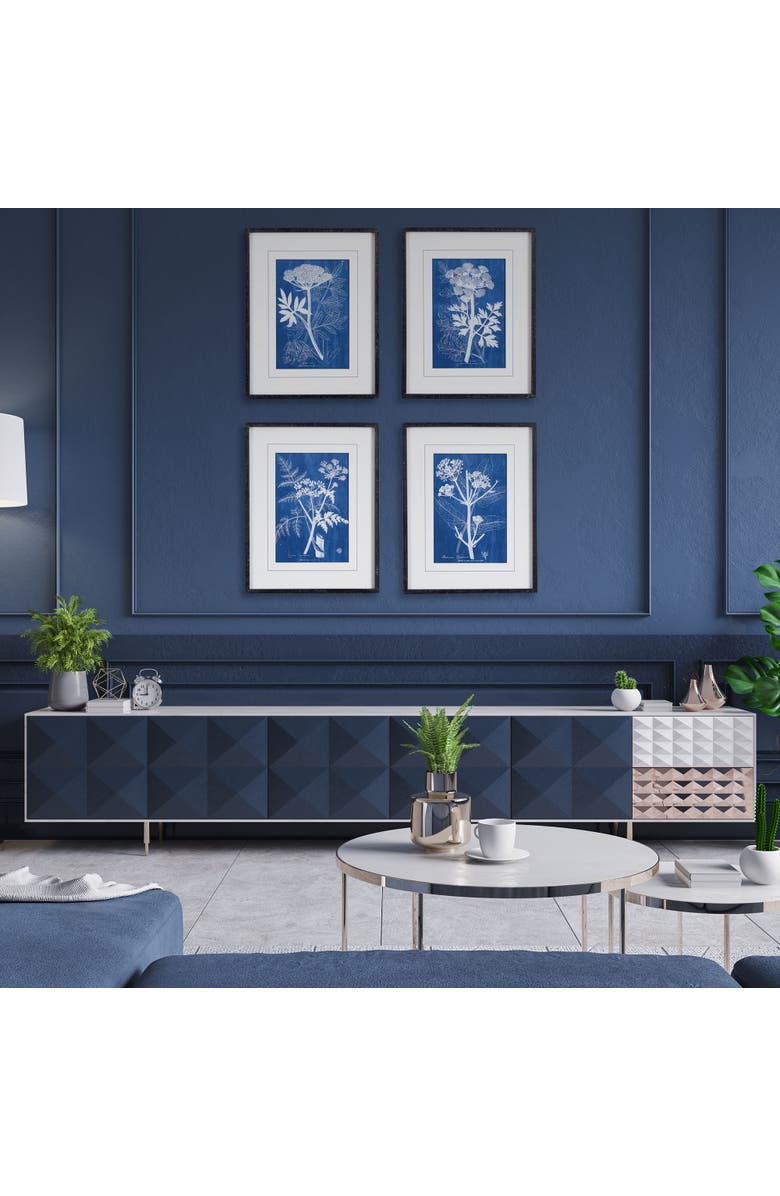 Napa Home & Garden Cyanotype Queen Annes Lace Prints Set of 4, Alternate, color, Black