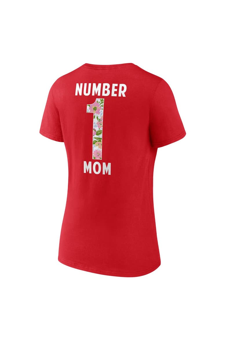 Women's Fanatics  Red Kansas City Chiefs Plus Size Mother's Day Floral V-Neck T-Shirt, Alternate, color, Red