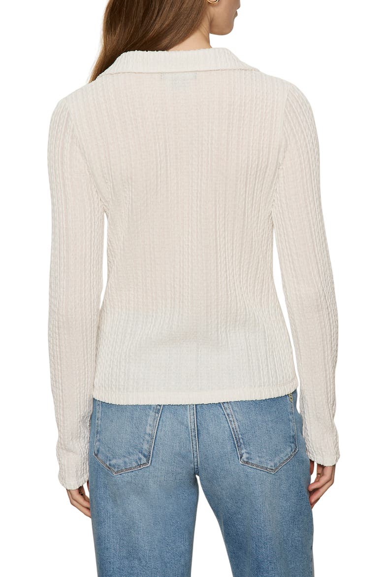 Textured Stripe Cotton Blend Knit Button-Up Shirt, Alternate, color, CHALK WHITE