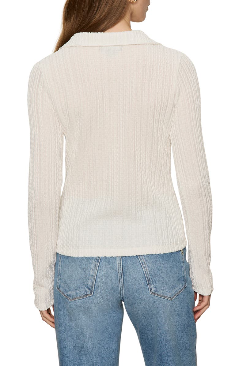 Sanctuary Textured Stripe Cotton Blend Knit Button-Up Shirt, Alternate, color, Chalk White