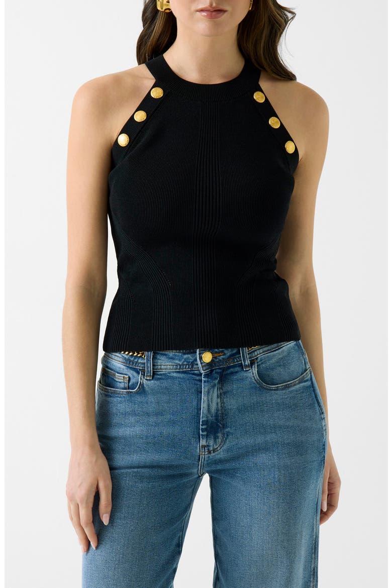 Loli Button Sweater Tank, Main, color, BLACK
