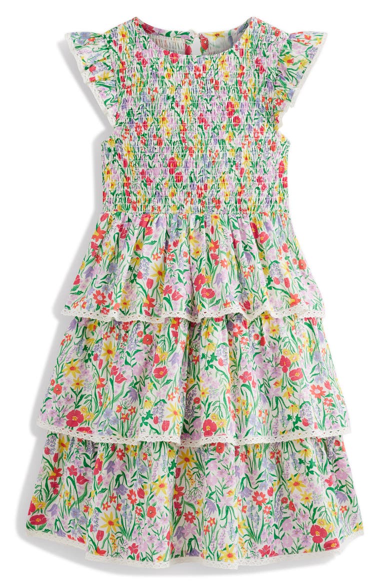 Kids' Floral Tiered Cotton Dress, Main, color, MULTI SPRING FLORAL