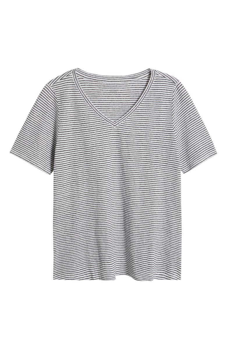 Eileen Fisher Stripe V-Neck Organic Linen T-Shirt, Alternate, color,
