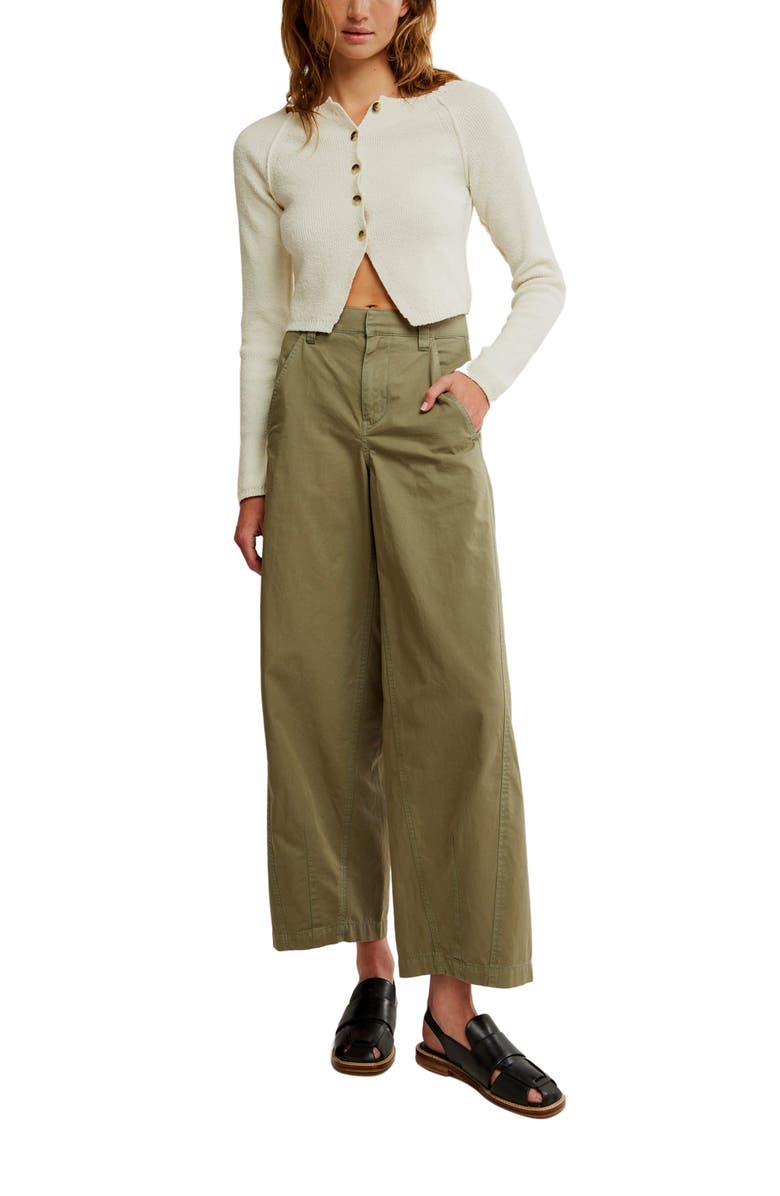 Free People Rylee Wide Leg Chinos, Alternate, color, Crystral Kelp