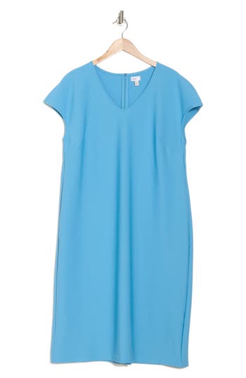 Nordstrom Rack V-neck Midi Shift Dress In Blue Niagara
