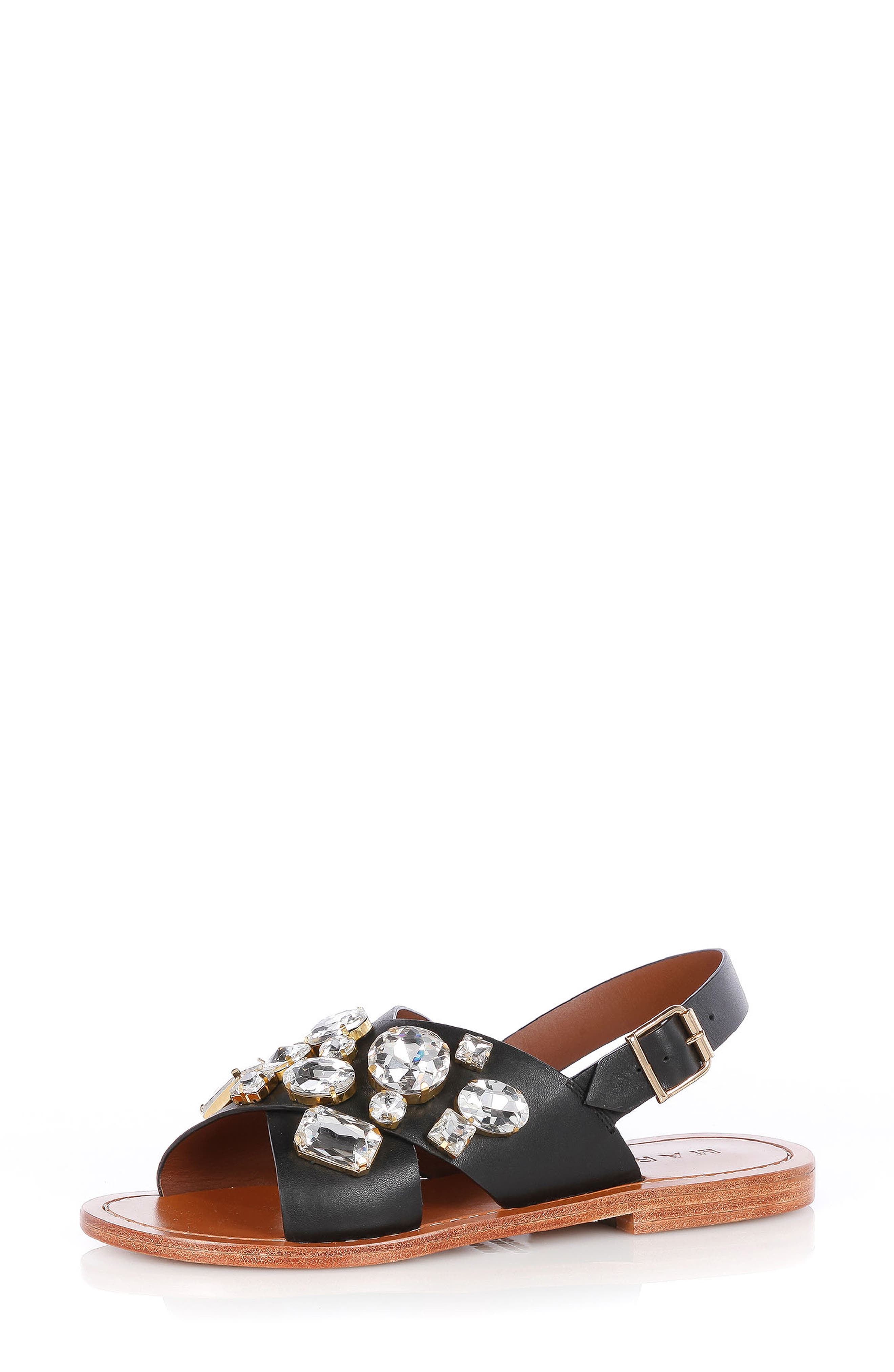 Marni Crystal Crisscross Slide Sandal, Main, color, 