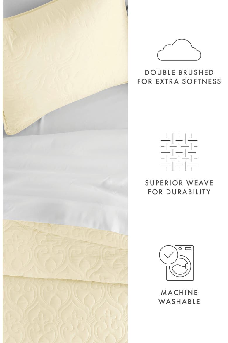 HOME SPUN Premium Ultra Soft Damask Pattern Quilted Coverlet Set, Alternate, color, YELLOW