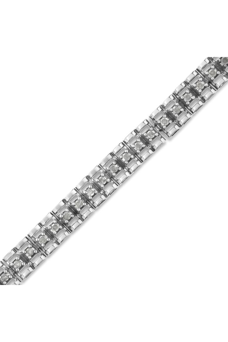Silver 1.00 Ctw Diamond Double-Link Tennis Bracelet, Alternate, color, White