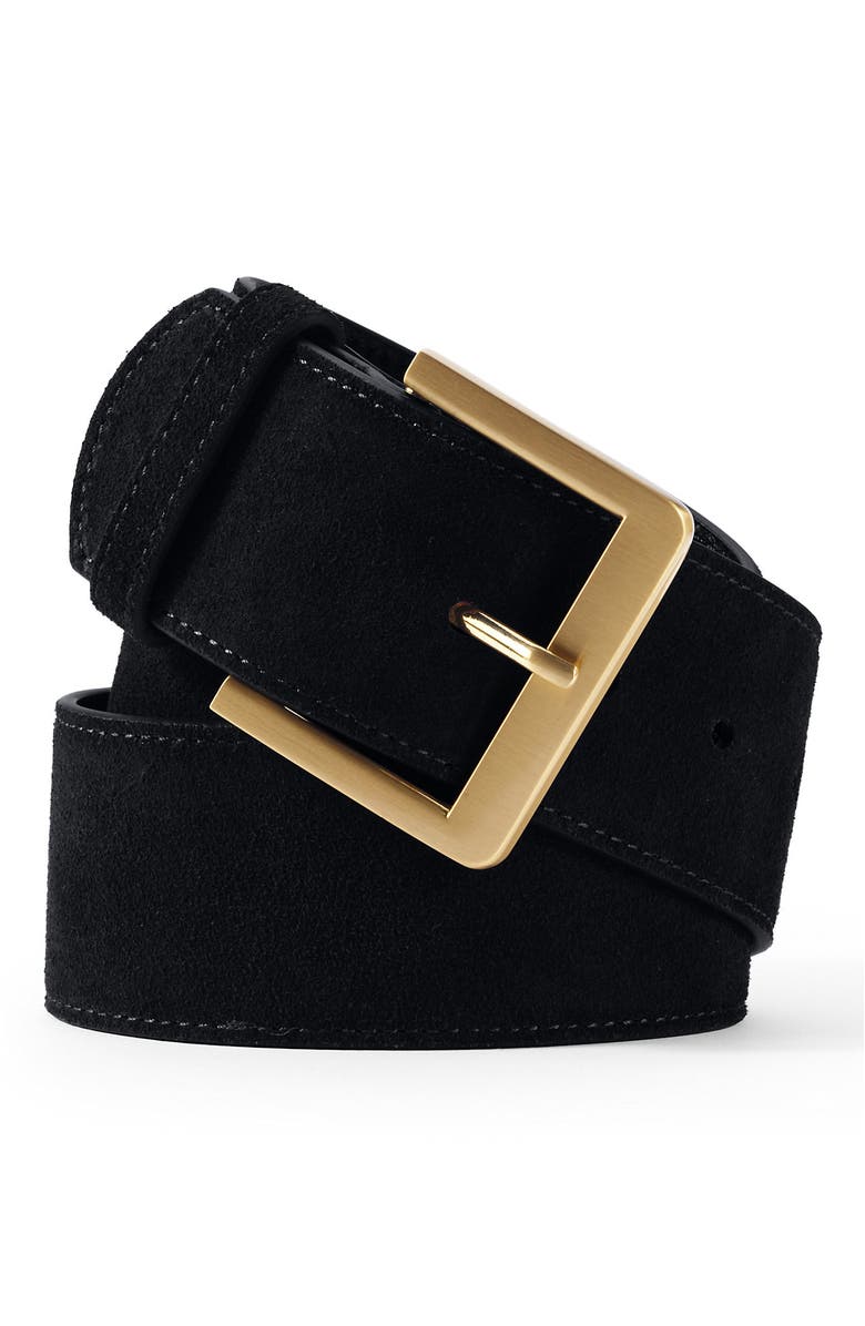 Lands' End Suede Belt, Main, color, Black