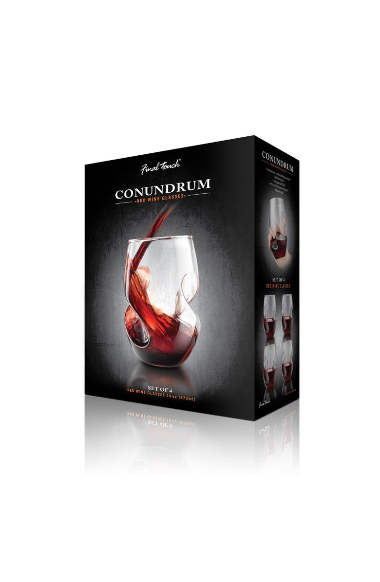 FINAL TOUCH Conundrum Red Wine Glasses, Set of 4, Alternate, color, Clear