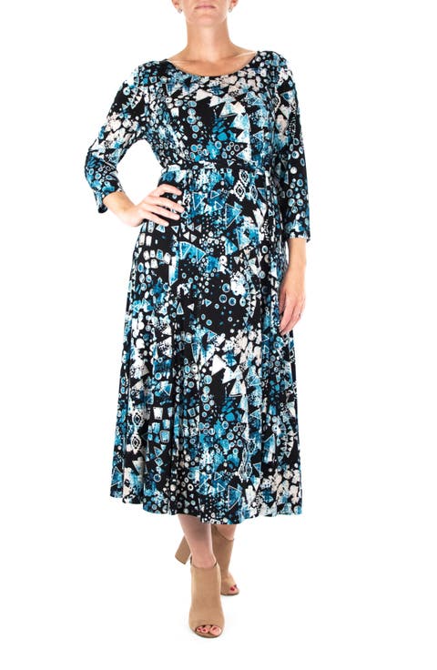 Sylvia Printed Tie Waist Midi Dress