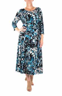 Sylvia Printed Tie Waist Midi Dress
