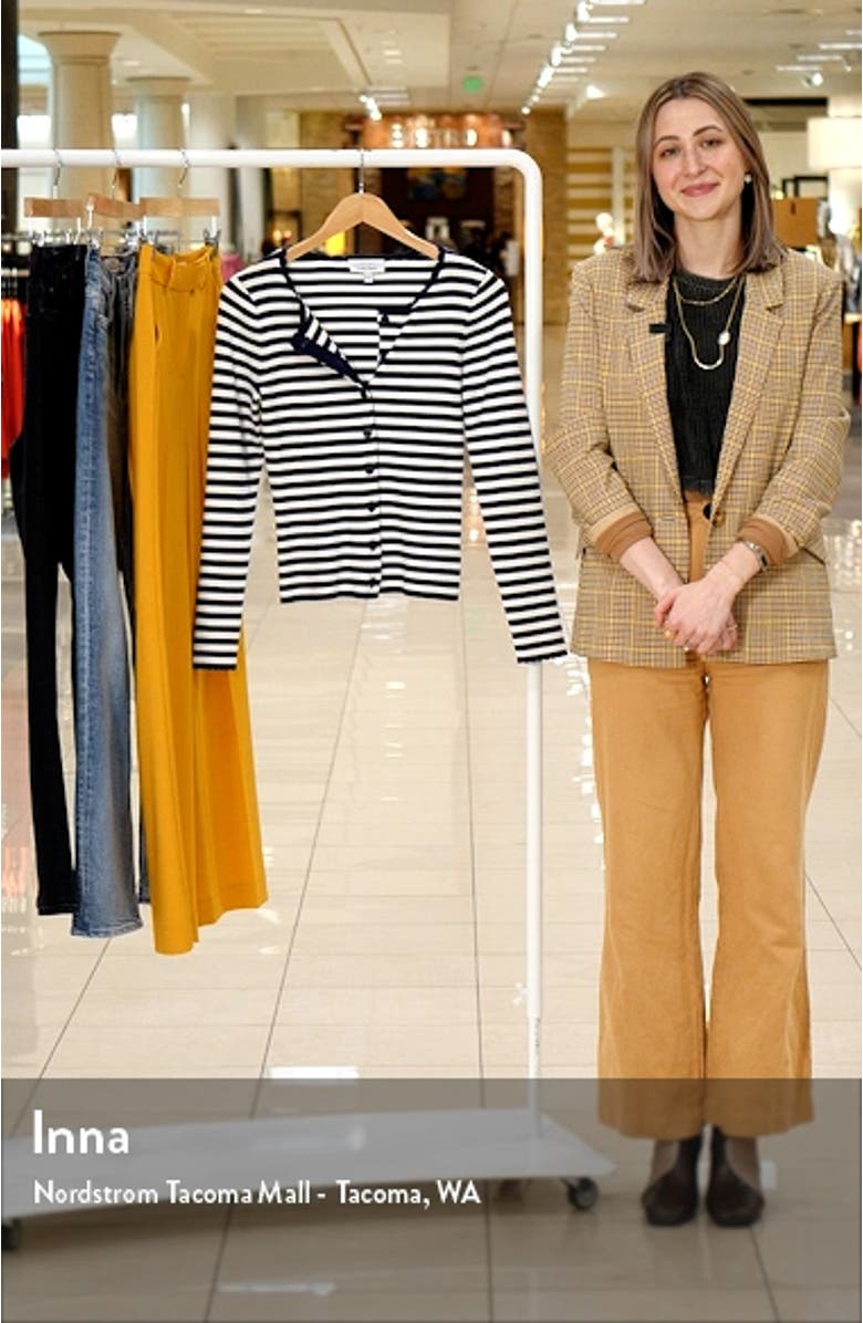 Stripe Wool & Cotton Blend Rib Cardigan, sales video thumbnail
