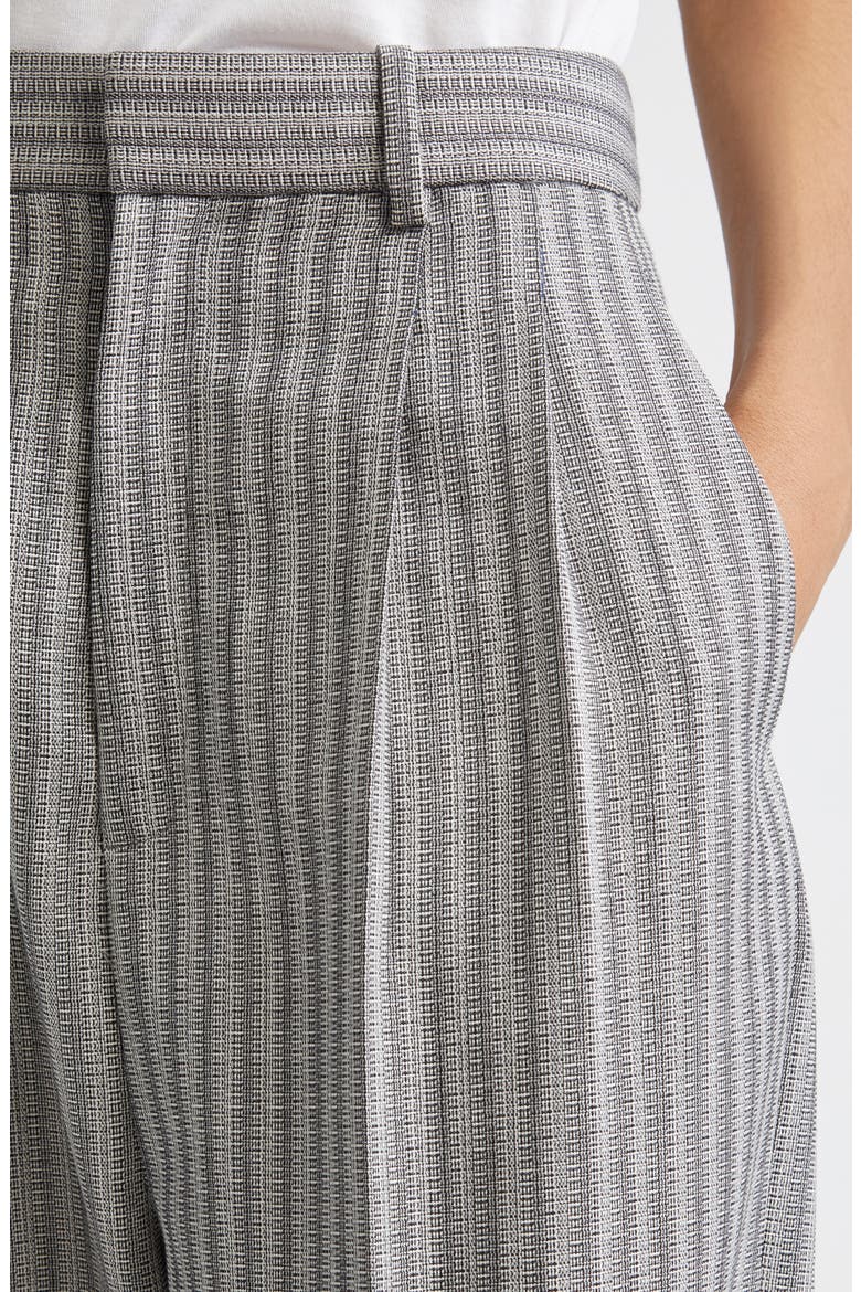 Rosen Pleated Textured Stripe Virgin Wool Pants, Alternate, color, DARK GREY STRIPE
