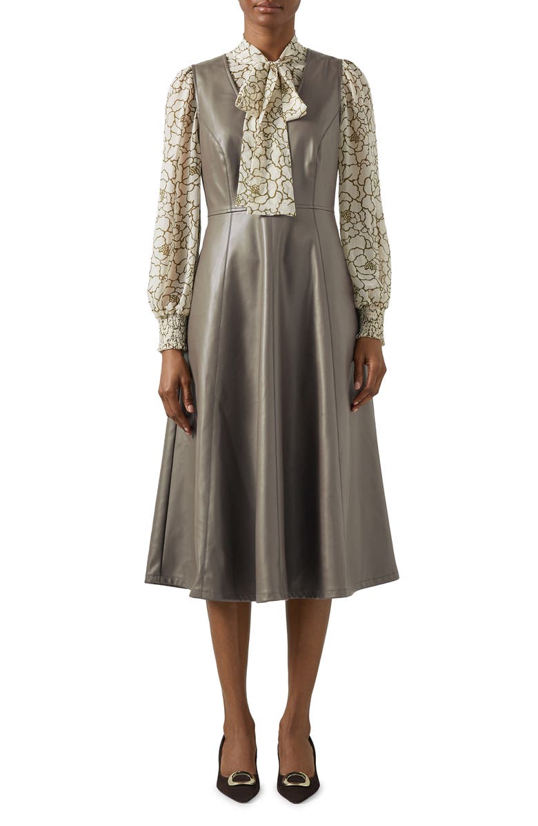 LK Bennett Laurie Faux Leather Pinafore Dress, Main, color, 