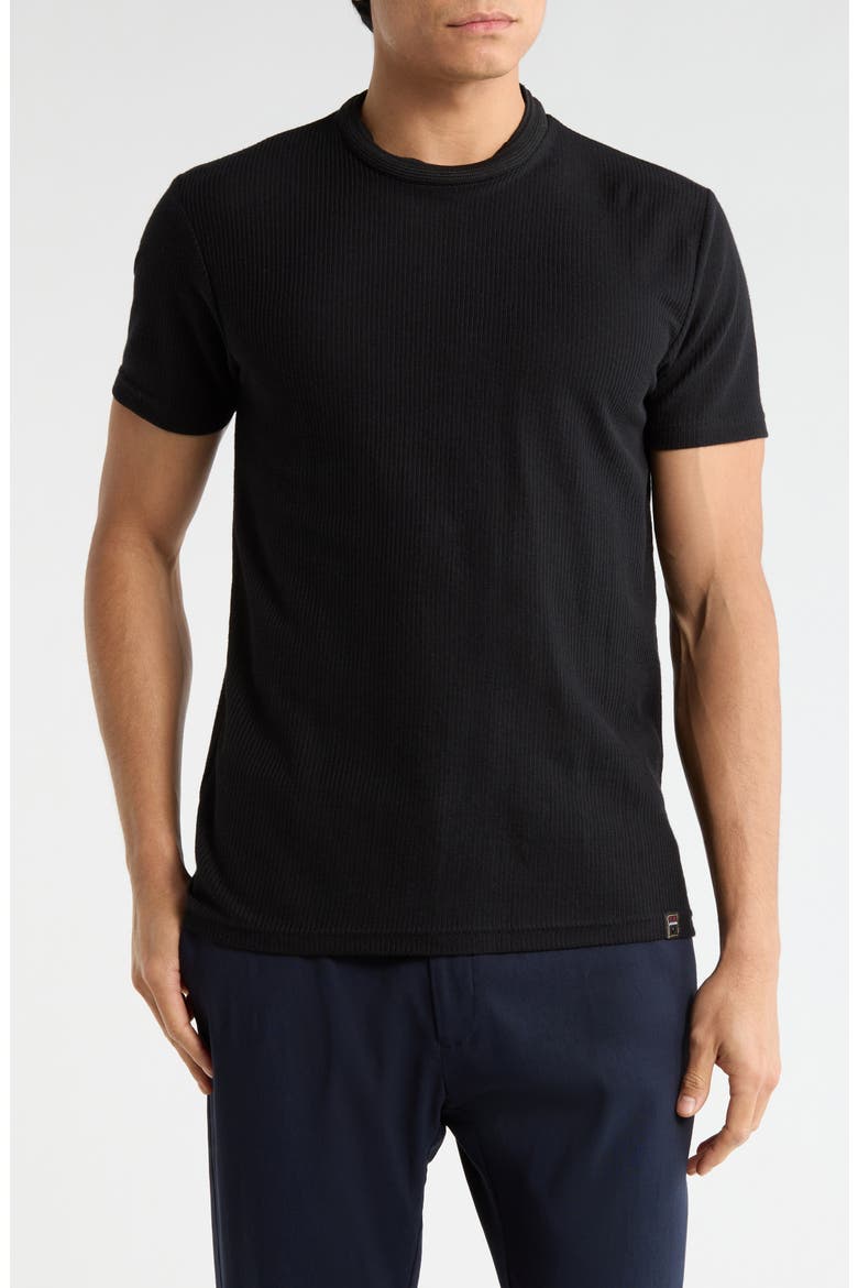 Textured Crew T-Shirt, Main, color, BLACK