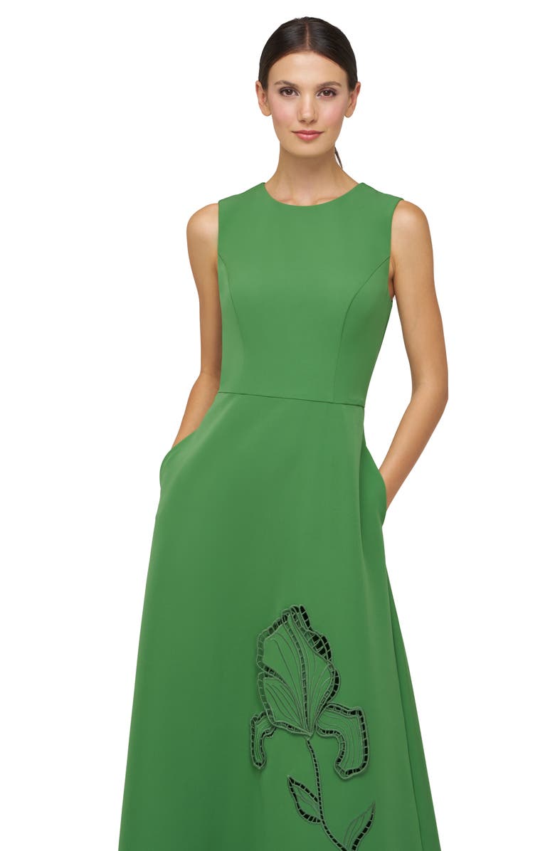 Kay Unger Blossom Embroidery Detail Cocktail Dress, Alternate, color, Lush Green