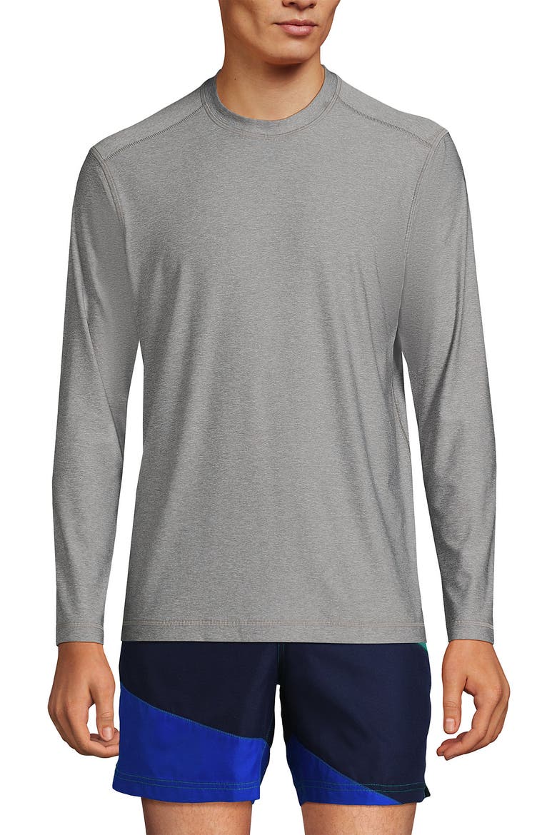 Long Sleeve Swim Tee Rash Guard, Main, color, Gray Heather