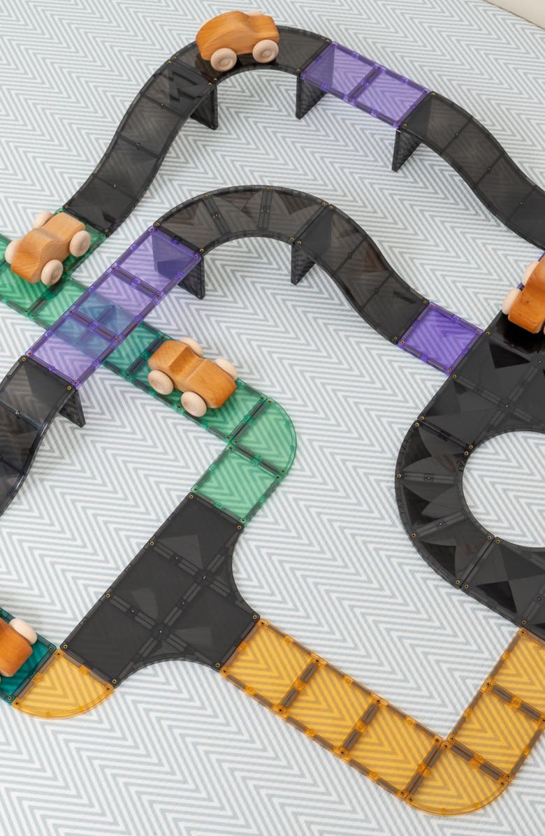 CONNETIX Kids' Roads Magnetic Tiles 16-Piece Ramps & Intersections Pack, Alternate, color, Black