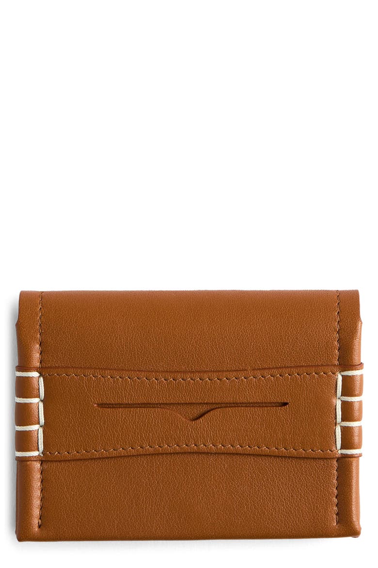 Loafer Leather Bifold Card Holder, Main, color, TAN