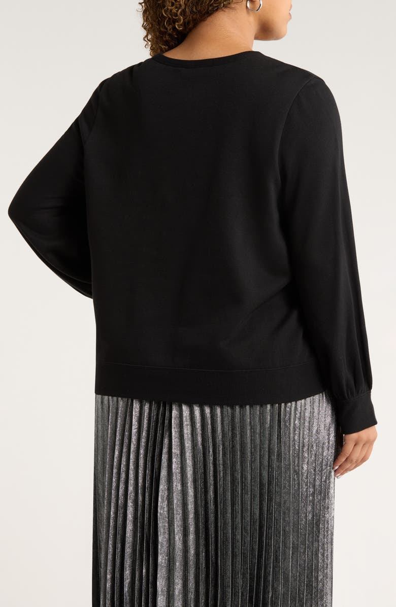 Caslon<sup>®</sup> Grethen Cheers Balloon Sleeve Sweatshirt, Alternate, color, Black Cheers Ember