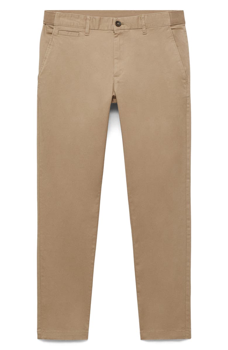 MANGO Prato Crop Tapered Stretch Cotton Chinos, Alternate, color, Beige