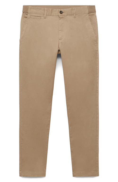 Mango Prato Crop Tapered Stretch Cotton Chinos In Brown