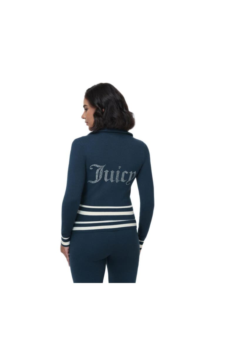 Sporty Logo Embellished Sweater Track Jacket, Alternate, color, REGAL BLUE
