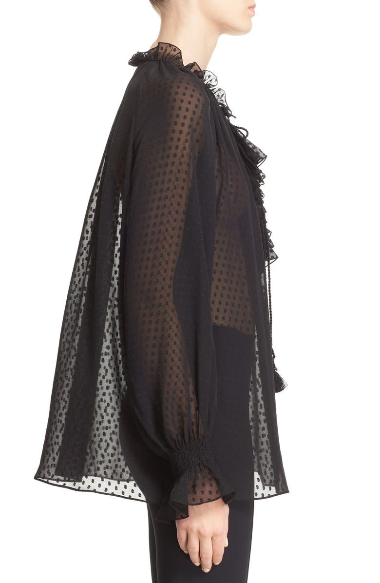 Roberto Cavalli Fil Coupé Ruffle Blouse, Alternate, color, 