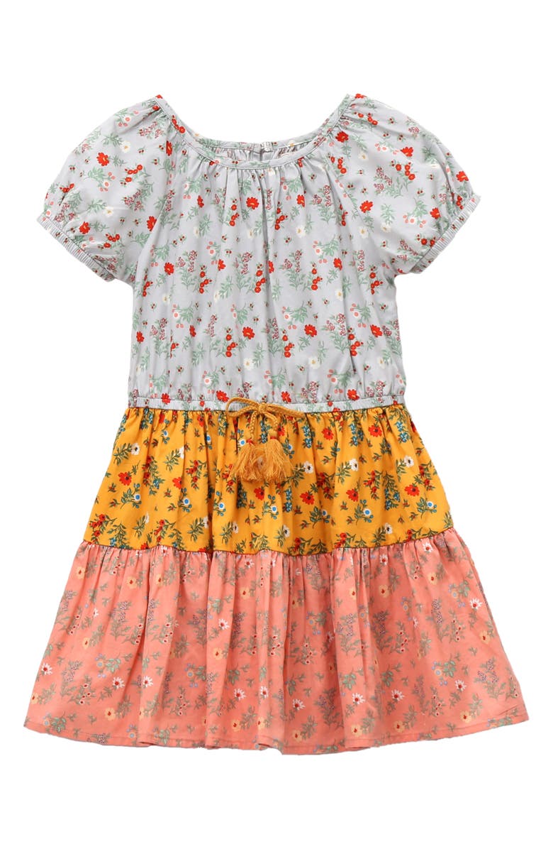 Peek Aren't You Curious Kids' Floral Tiered Cotton Dress, Main, color,